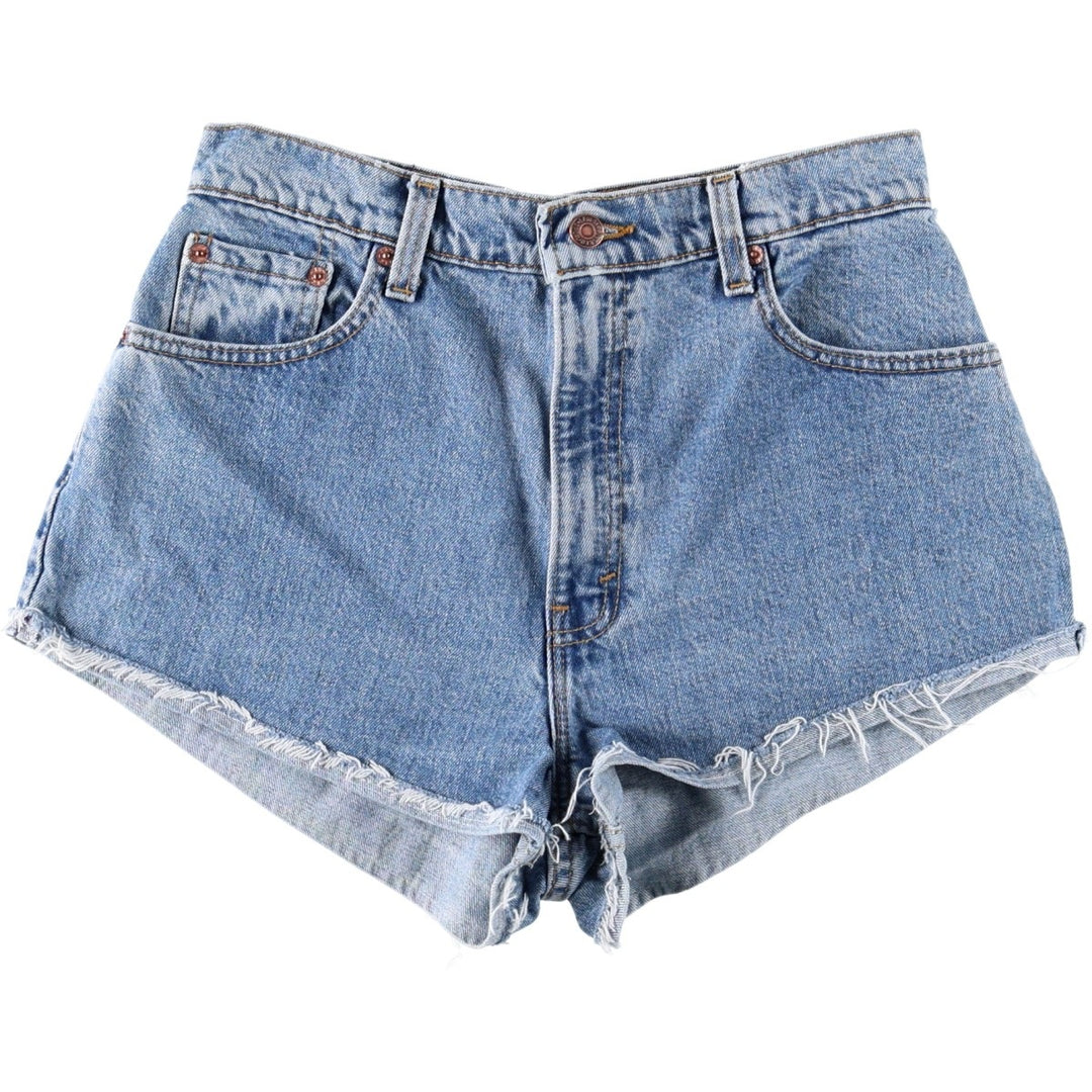 1990'S Levi's 551 Cut-Off Denim Shorts, Made in USA, Women's Size L (W30 equivalent), Vintage. unclear blue type Vintage Second Hand