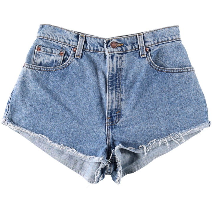 1990'S Levi's 551 Cut-Off Denim Shorts, Made in USA, Women's Size L (W30 equivalent), Vintage. unclear blue type Vintage Second Hand