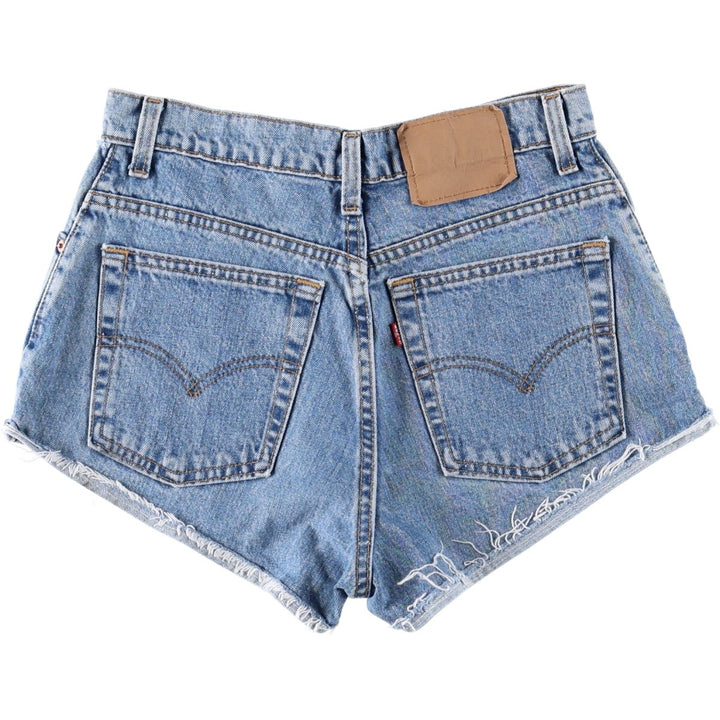 1990'S Levi's 551 Cut-Off Denim Shorts, Made in USA, Women's Size L (W30 equivalent), Vintage. unclear blue type Vintage Second Hand