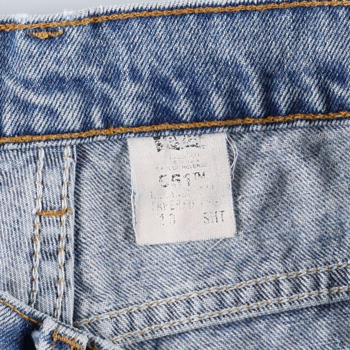 1990'S Levi's 551 Cut-Off Denim Shorts, Made in USA, Women's Size L (W30 equivalent), Vintage. unclear blue type Vintage Second Hand