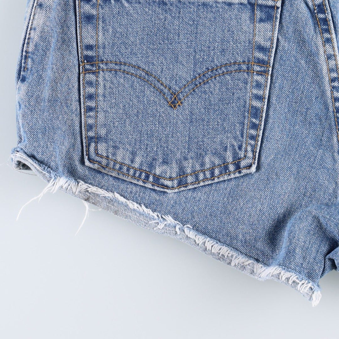 1990'S Levi's 551 Cut-Off Denim Shorts, Made in USA, Women's Size L (W30 equivalent), Vintage. unclear blue type Vintage Second Hand