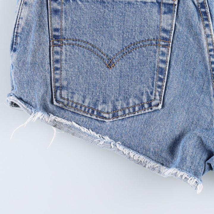 1990'S Levi's 551 Cut-Off Denim Shorts, Made in USA, Women's Size L (W30 equivalent), Vintage. unclear blue type Vintage Second Hand