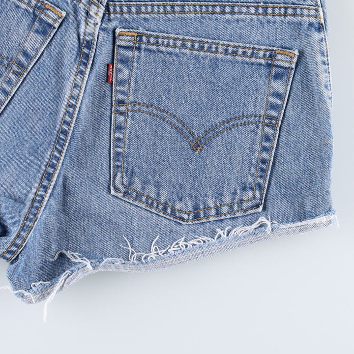 1990'S Levi's 551 Cut-Off Denim Shorts, Made in USA, Women's Size L (W30 equivalent), Vintage. unclear blue type Vintage Second Hand