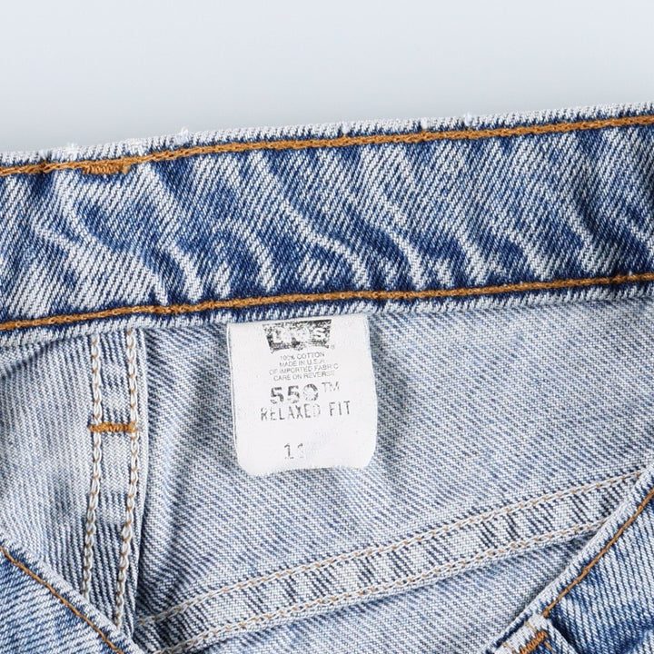 90'S Levi's 550 Relaxed Fit Denim Shorts, Made in USA, Women's Size L (W30 equivalent), Vintage cotton Blue type light blue Vintage Second Hand