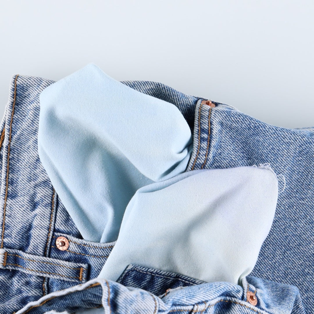 90'S Levi's 550 Relaxed Fit Denim Shorts, Made in USA, Women's Size L (W30 equivalent), Vintage cotton Blue type light blue Vintage Second Hand
