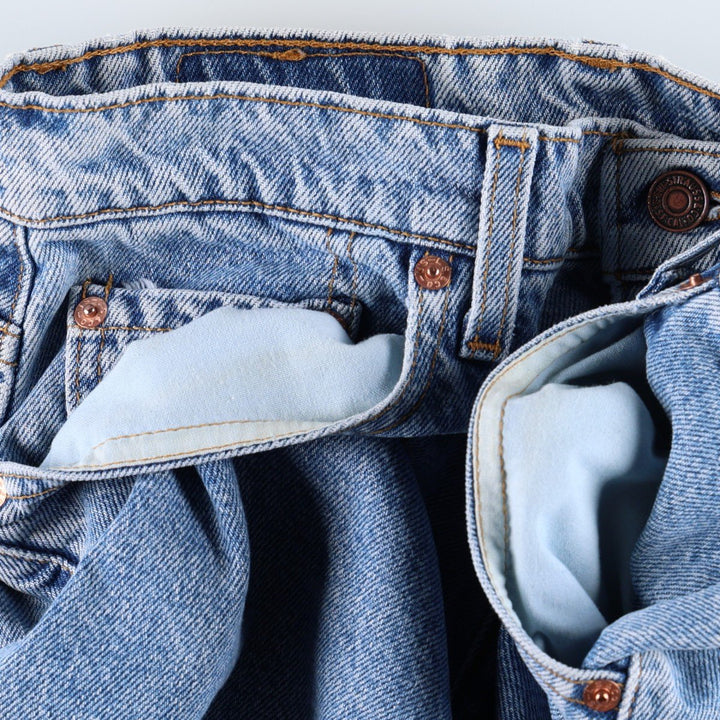 90'S Levi's 550 Relaxed Fit Denim Shorts, Made in USA, Women's Size L (W30 equivalent), Vintage cotton Blue type light blue Vintage Second Hand