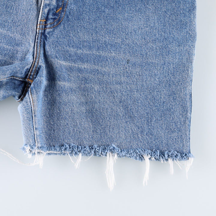 1990'S Levi's 17505-1230 Cut-off Denim Shorts, Made in USA, Women's Size M (W26 equivalent), Vintage. cotton blue type Vintage Second Hand