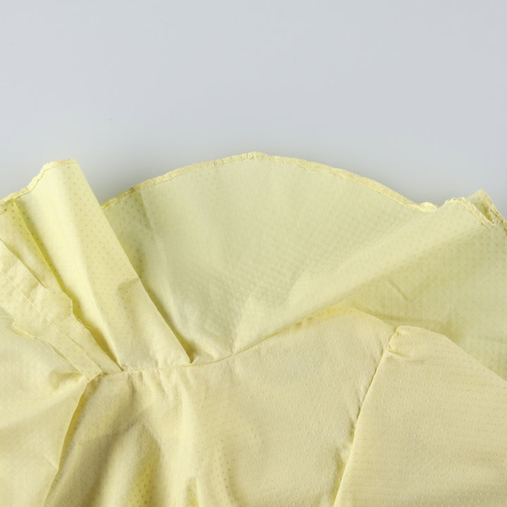 Polka Dot Pattern Short-Sleeved Frill Maxi Flare Dress (Women's Size XL) unclear yellow type Vintage Second Hand