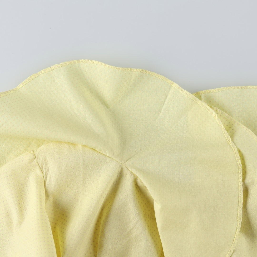 Polka Dot Pattern Short-Sleeved Frill Maxi Flare Dress (Women's Size XL) unclear yellow type Vintage Second Hand