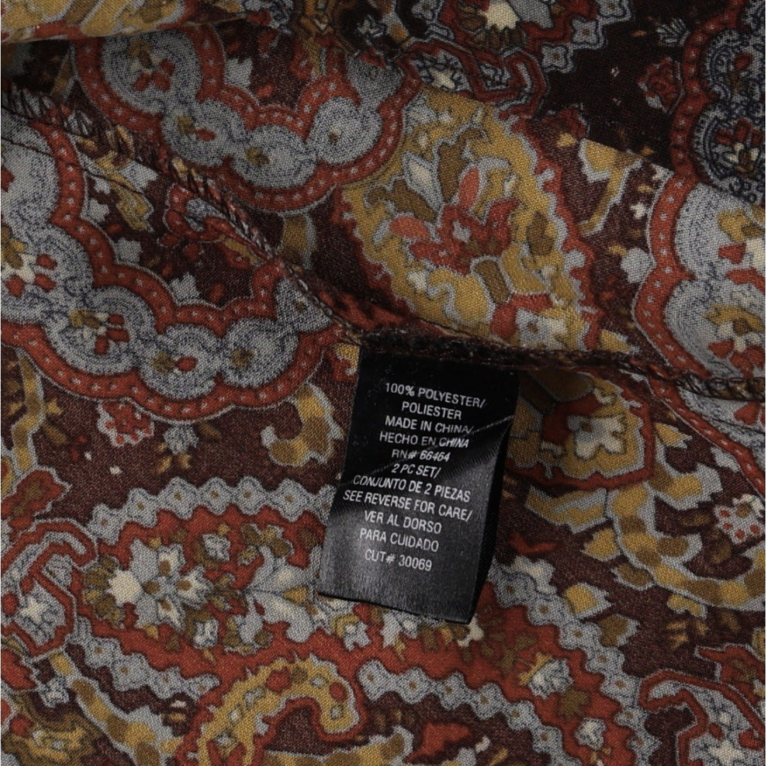 STUDIO I Paisley Pattern Long-Length U-Neck Sleeveless Tight Dress (Women's Size S) polyester brown type Vintage Second Hand