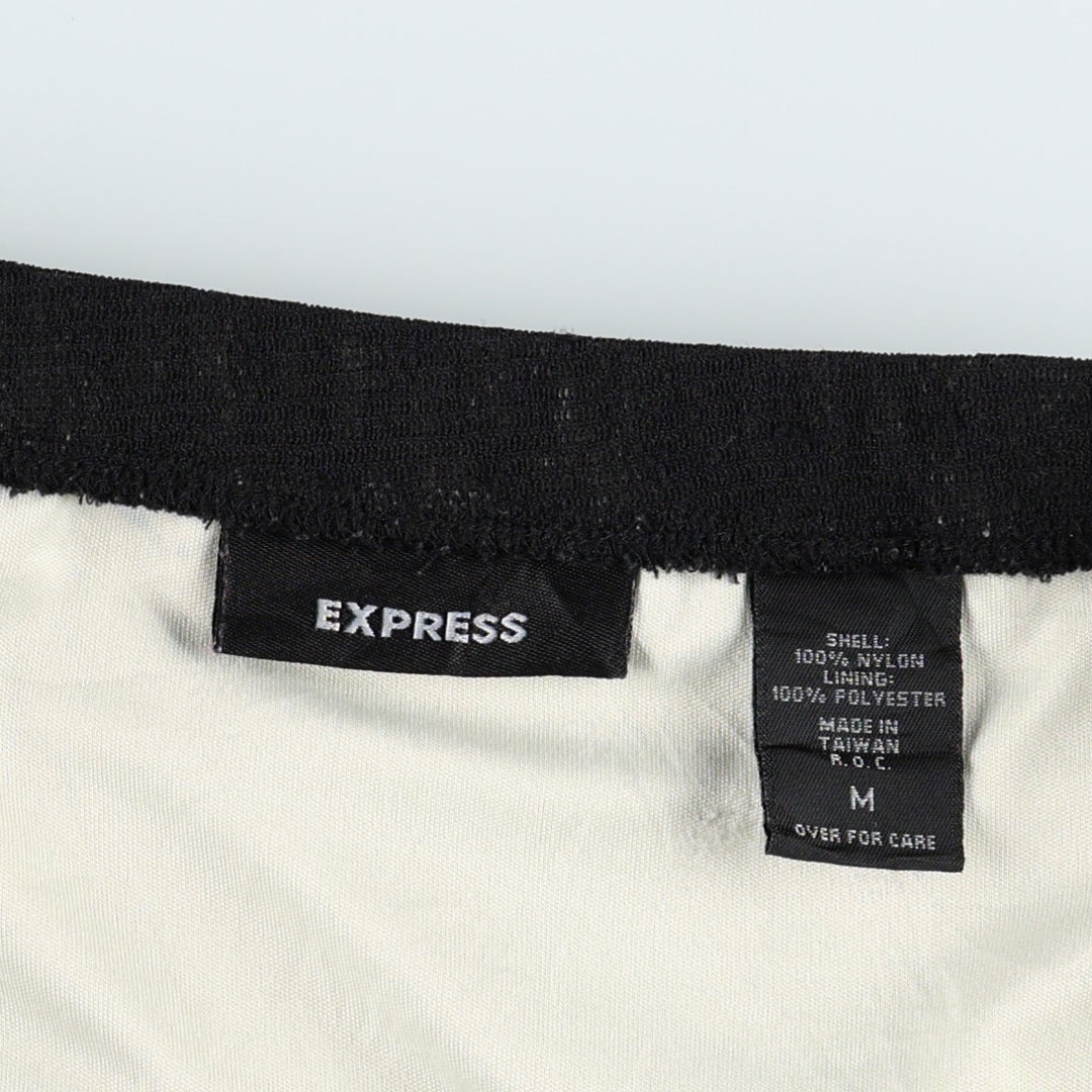 EXPRESS all-over print border pattern frill half-length A-line skirt, women's size M. Nylon black type Vintage Second Hand