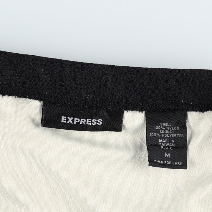 EXPRESS all-over print border pattern frill half-length A-line skirt, women's size M. Nylon black type Vintage Second Hand