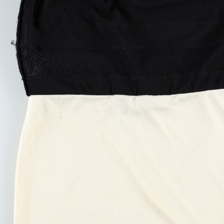 EXPRESS all-over print border pattern frill half-length A-line skirt, women's size M. Nylon black type Vintage Second Hand