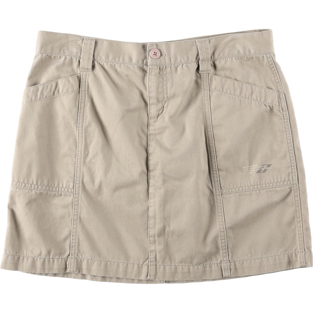 DKNY Jeans A-line Mini Skirt, Women's Size XL (approx.) cotton Beige type Vintage Second Hand