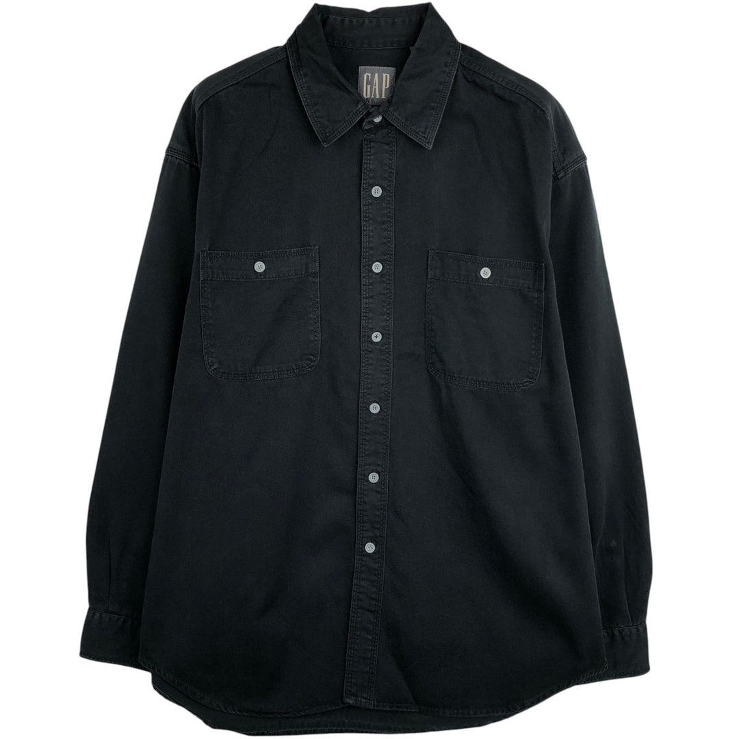 90'S GAP Old Gap Long Sleeve Cotton Shirt Men's L Size Vintage cotton black type Vintage Second Hand