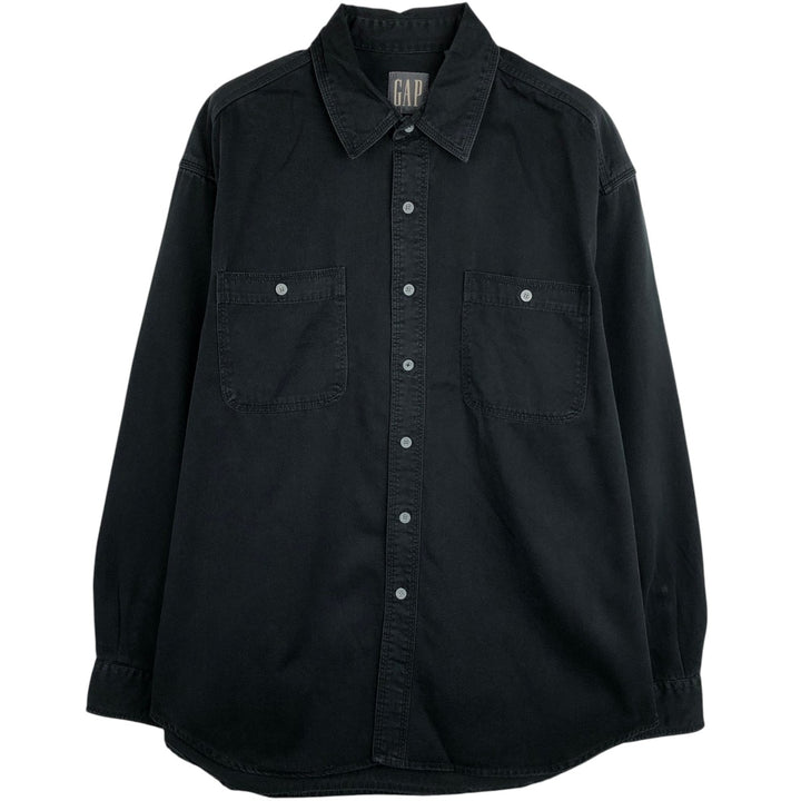 90'S GAP Old Gap Long Sleeve Cotton Shirt Men's L Size Vintage cotton black type Vintage Second Hand