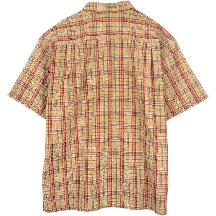 2000'S Patagonia Packerwear Shirt 53000S0 Check Pattern Seersucker Short Sleeve Poly-Cotton Shirt Men's Size L (approx.) polyester Beige type Vintage Second Hand