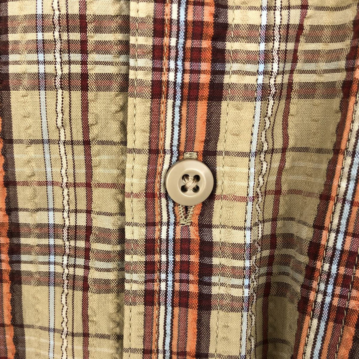 2000'S Patagonia Packerwear Shirt 53000S0 Check Pattern Seersucker Short Sleeve Poly-Cotton Shirt Men's Size L (approx.) polyester Beige type Vintage Second Hand