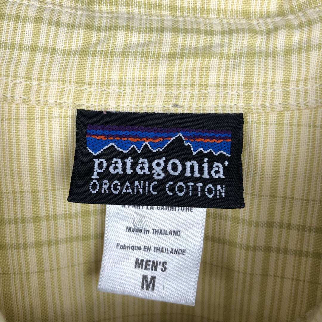 Patagonia Organic Cotton 52920 Stainless Steel Short-Sleeve Cotton Check Shirt, Boxy Shirt, Men's Size M Organic cotton yellow type Vintage Second Hand