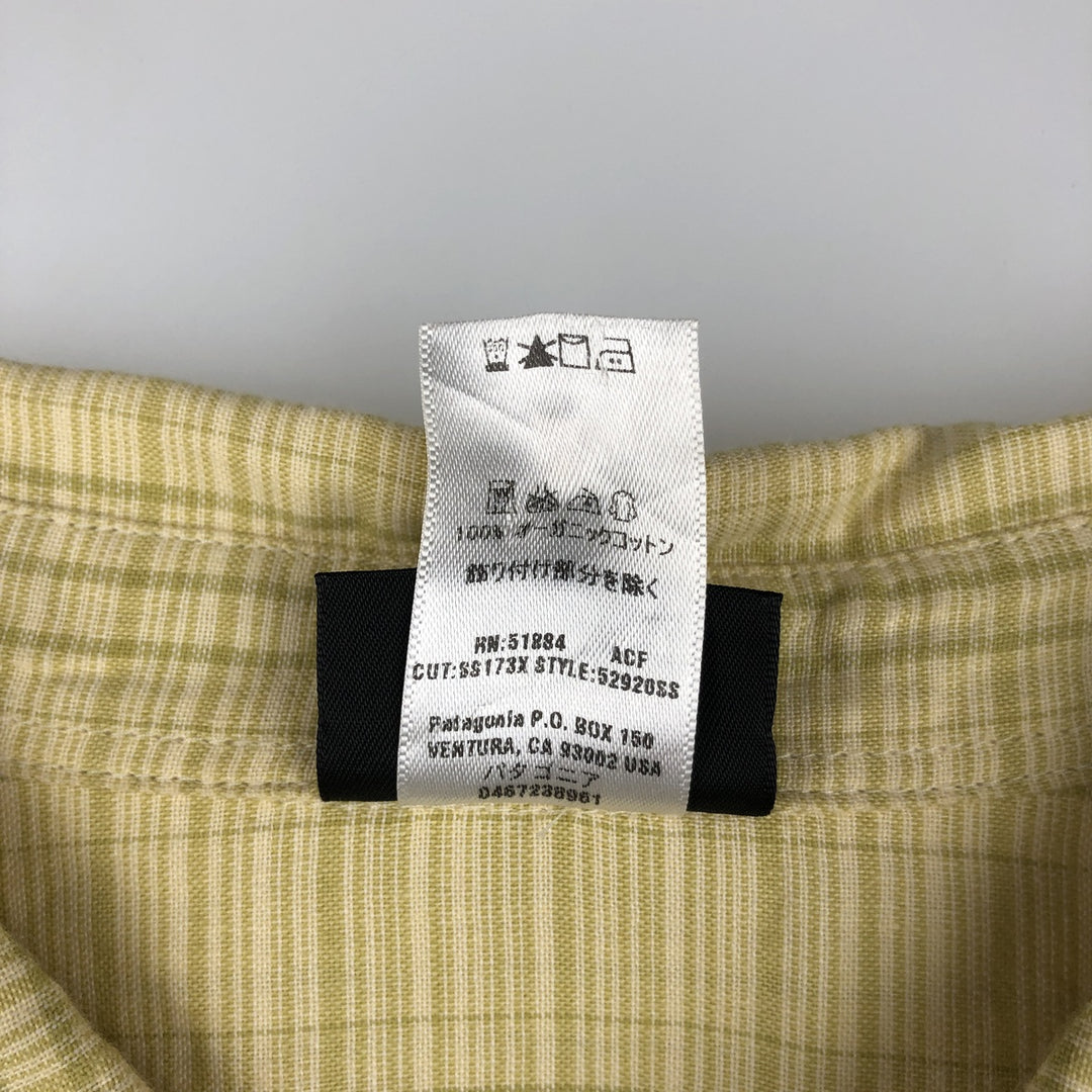 Patagonia Organic Cotton 52920 Stainless Steel Short-Sleeve Cotton Check Shirt, Boxy Shirt, Men's Size M Organic cotton yellow type Vintage Second Hand