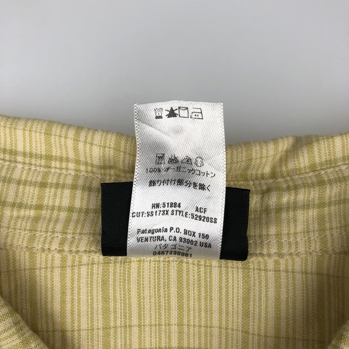 Patagonia Organic Cotton 52920 Stainless Steel Short-Sleeve Cotton Check Shirt, Boxy Shirt, Men's Size M Organic cotton yellow type Vintage Second Hand