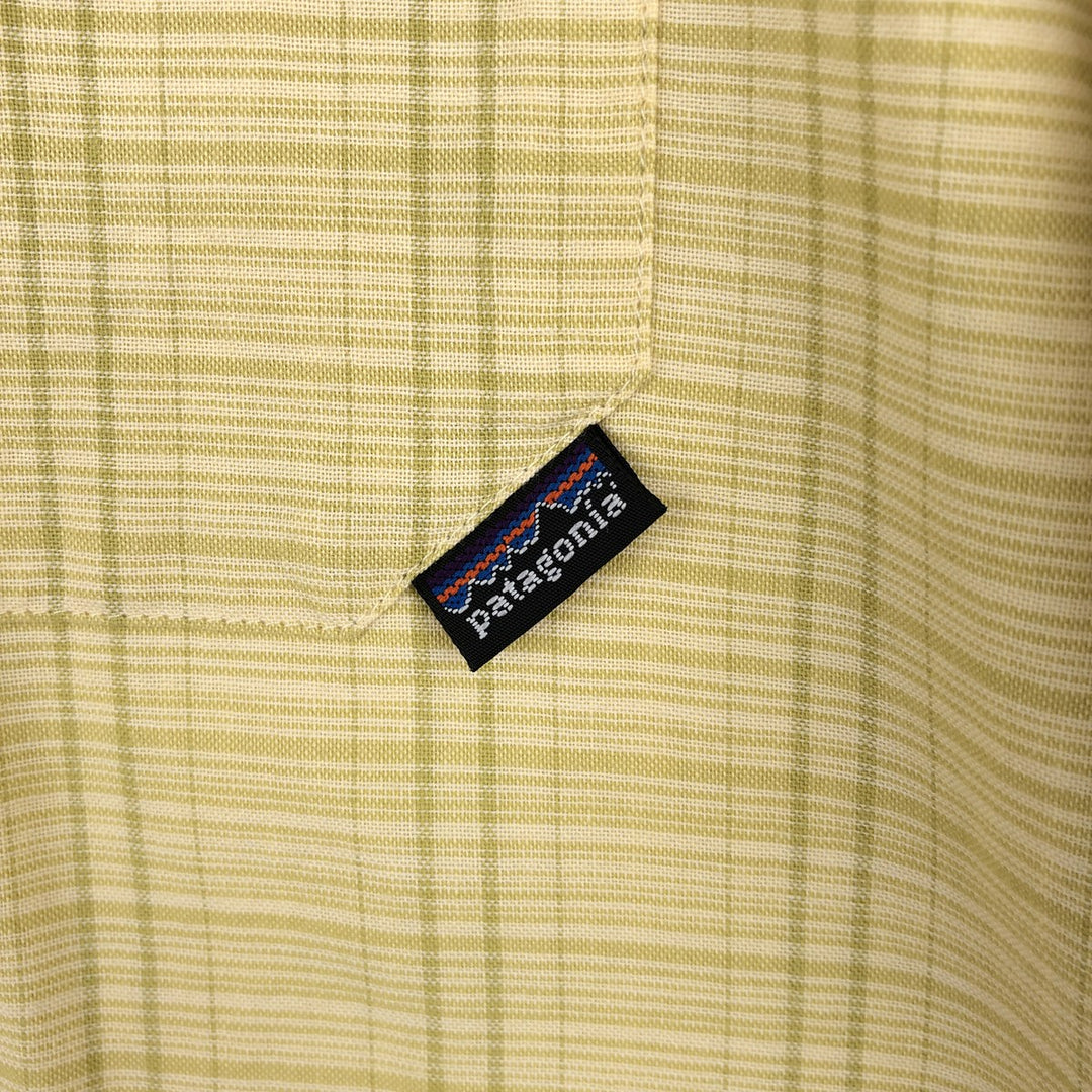 Patagonia Organic Cotton 52920 Stainless Steel Short-Sleeve Cotton Check Shirt, Boxy Shirt, Men's Size M Organic cotton yellow type Vintage Second Hand