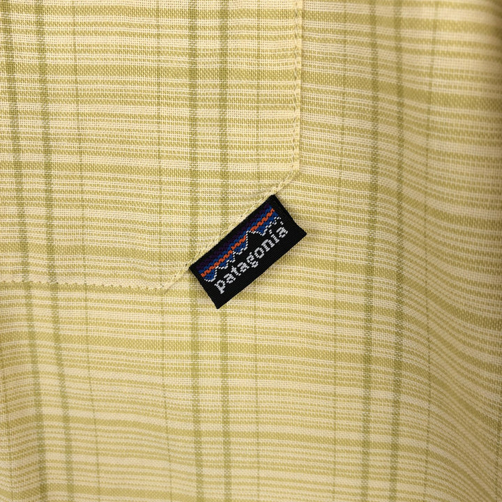 Patagonia Organic Cotton 52920 Stainless Steel Short-Sleeve Cotton Check Shirt, Boxy Shirt, Men's Size M Organic cotton yellow type Vintage Second Hand