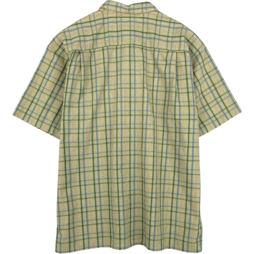 2000'S Patagonia Packerwear Shirt 52999F8 Check Pattern Seersucker Short Sleeve Poly-Cotton Shirt Men's Size L polyester green type Vintage Second Hand