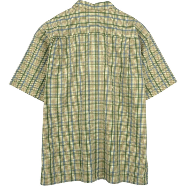 2000'S Patagonia Packerwear Shirt 52999F8 Check Pattern Seersucker Short Sleeve Poly-Cotton Shirt Men's Size L polyester green type Vintage Second Hand