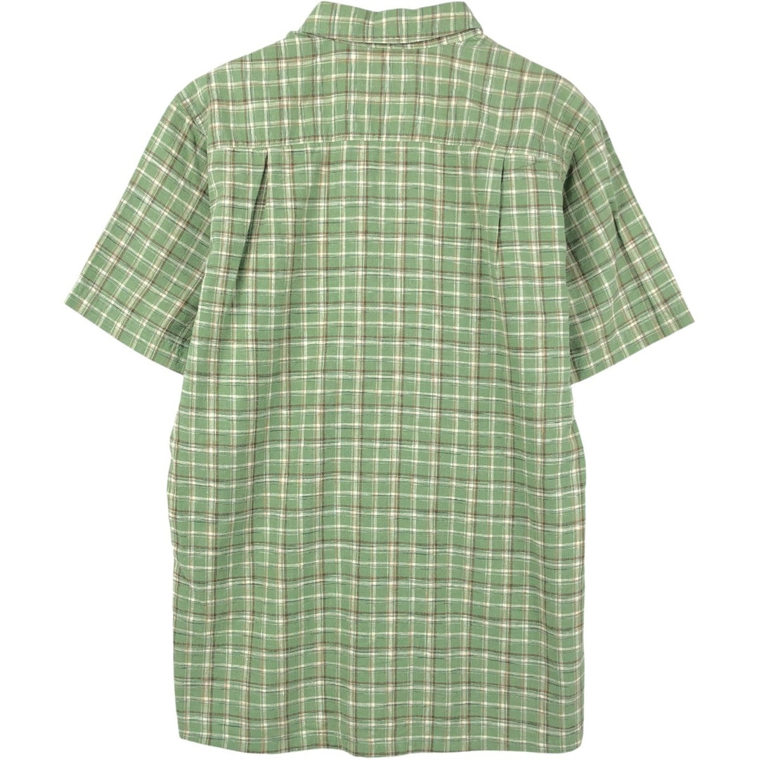 Patagonia Backstep Shirt 53139SP19 Check Pattern Short Sleeve Cotton x Hemp Box Shirt Men's Size S Hemp green type yellow green Vintage Second Hand