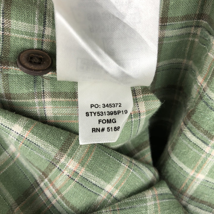 Patagonia Backstep Shirt 53139SP19 Check Pattern Short Sleeve Cotton x Hemp Box Shirt Men's Size S Hemp green type yellow green Vintage Second Hand