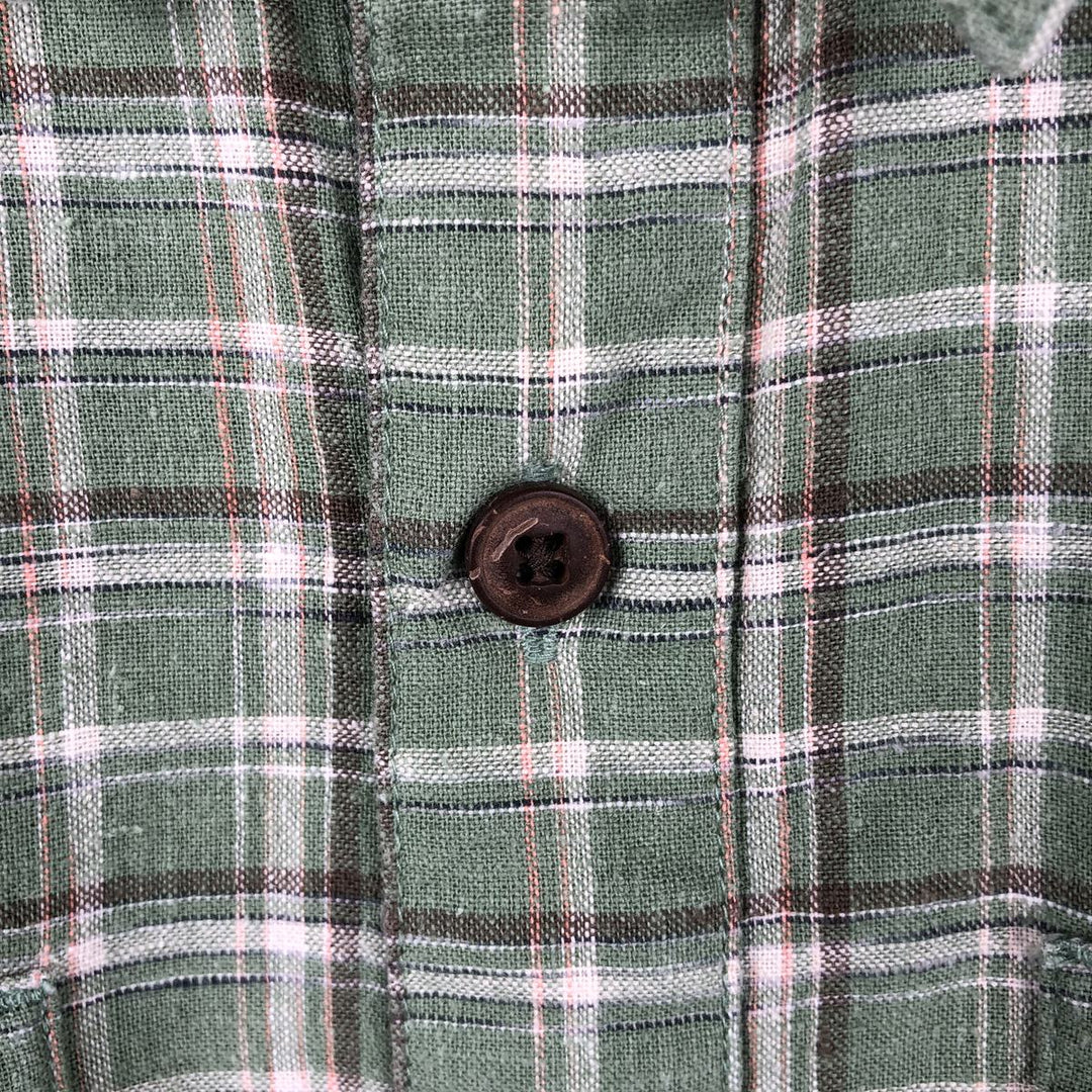 Patagonia Backstep Shirt 53139SP19 Check Pattern Short Sleeve Cotton x Hemp Box Shirt Men's Size S Hemp green type yellow green Vintage Second Hand