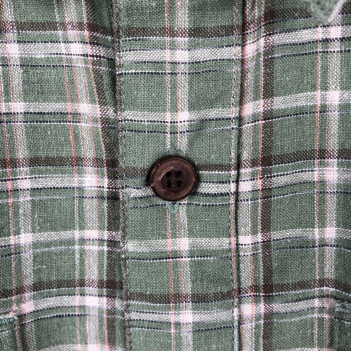 Patagonia Backstep Shirt 53139SP19 Check Pattern Short Sleeve Cotton x Hemp Box Shirt Men's Size S Hemp green type yellow green Vintage Second Hand