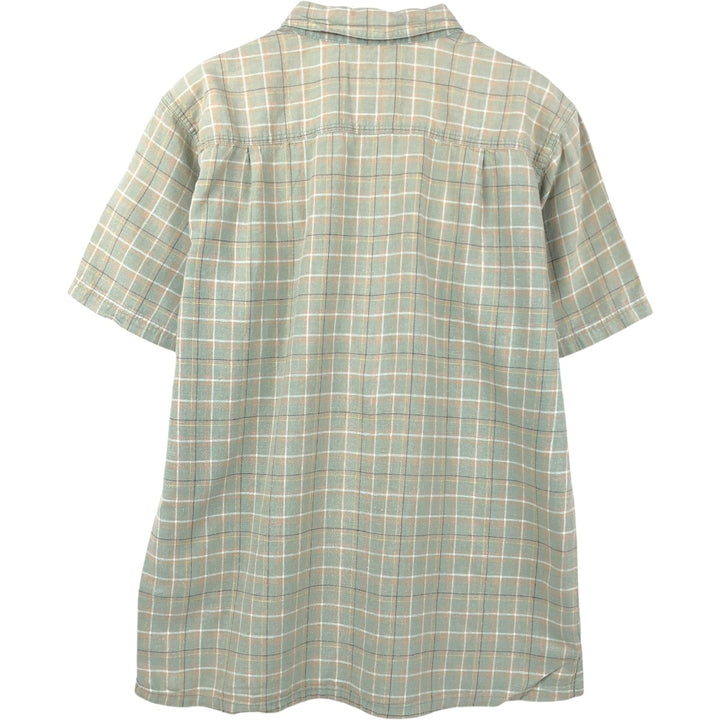 Patagonia Backstep Shirt 53139SP20 Check Pattern Short Sleeve Cotton x Hemp Box Shirt Men's Size M Hemp Khaki type sage green Vintage Second Hand