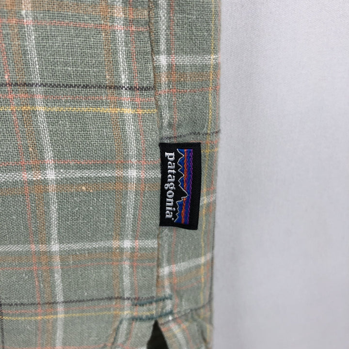 Patagonia Backstep Shirt 53139SP20 Check Pattern Short Sleeve Cotton x Hemp Box Shirt Men's Size M Hemp Khaki type sage green Vintage Second Hand