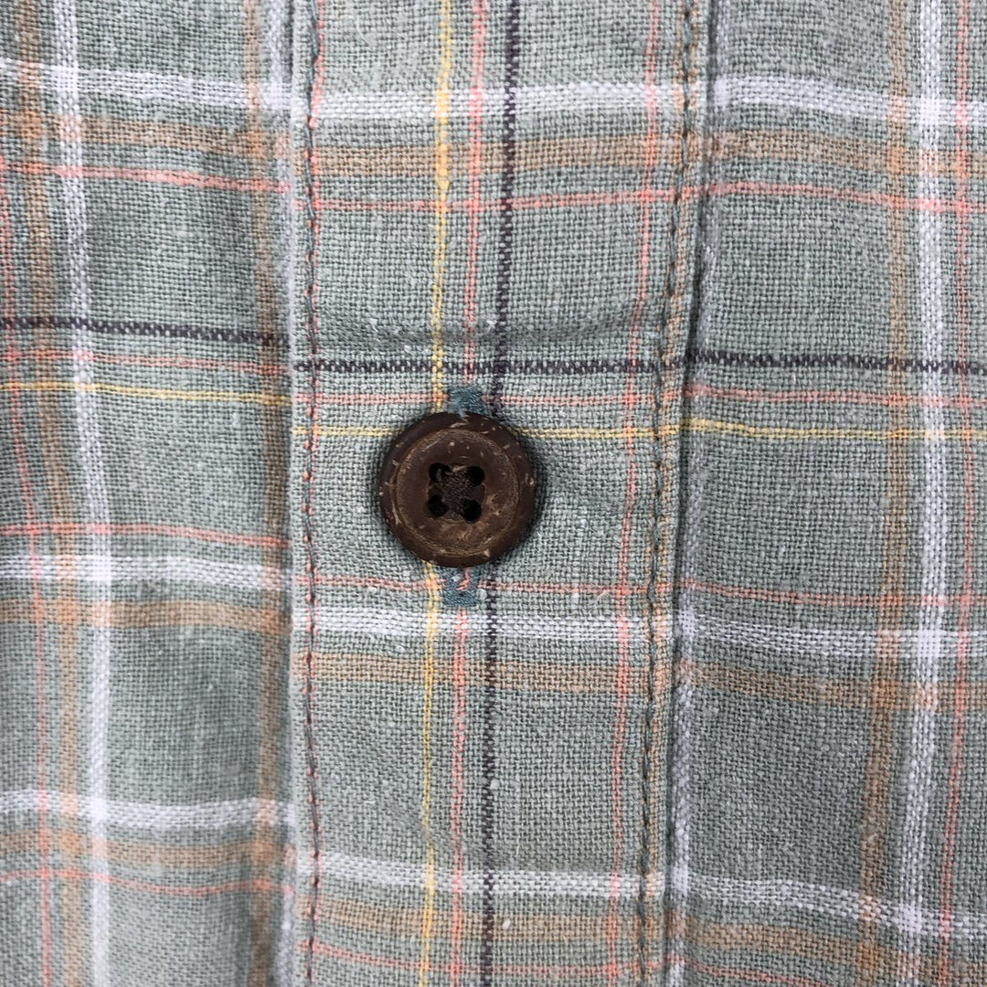 Patagonia Backstep Shirt 53139SP20 Check Pattern Short Sleeve Cotton x Hemp Box Shirt Men's Size M Hemp Khaki type sage green Vintage Second Hand