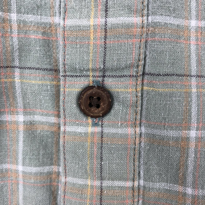 Patagonia Backstep Shirt 53139SP20 Check Pattern Short Sleeve Cotton x Hemp Box Shirt Men's Size M Hemp Khaki type sage green Vintage Second Hand