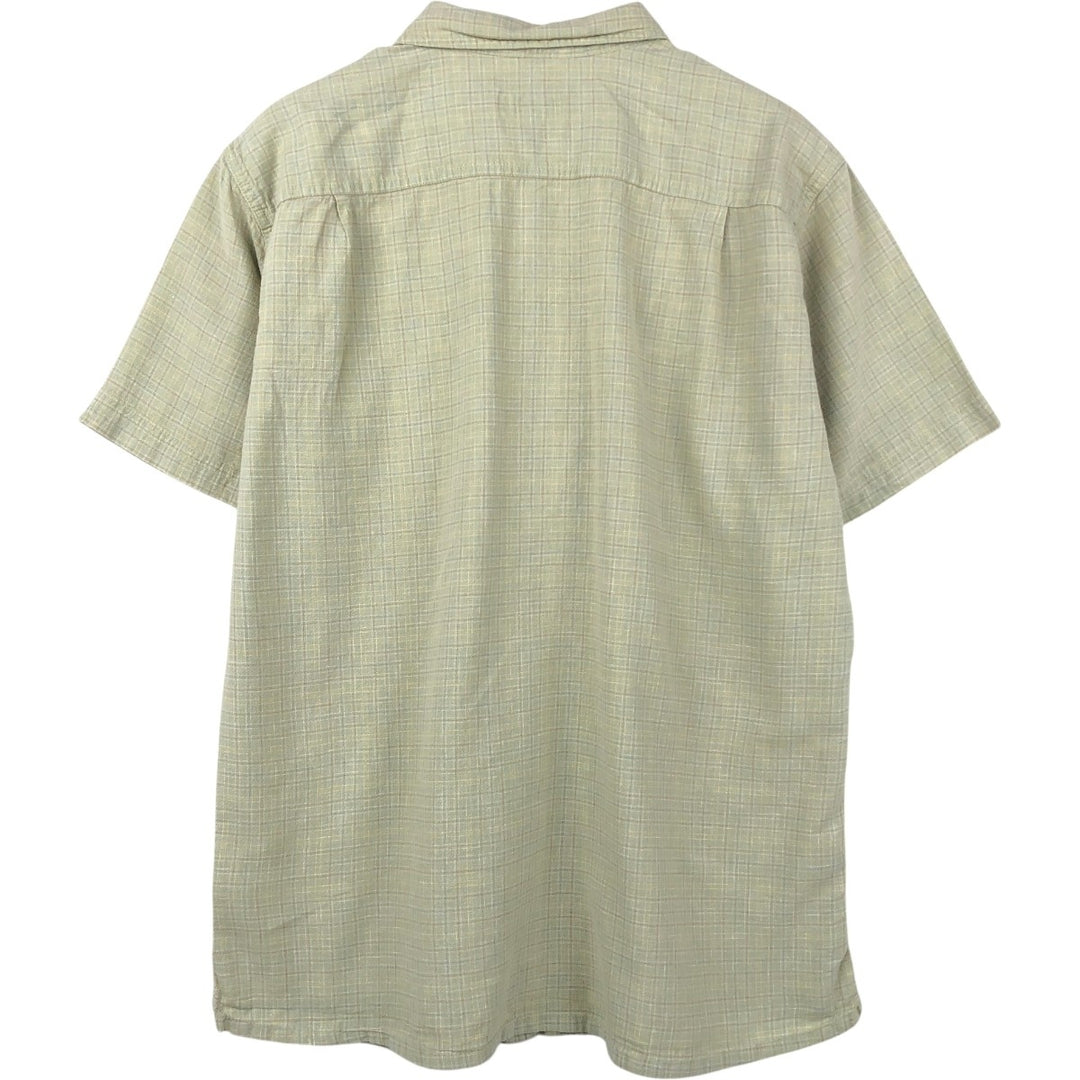 Patagonia Backstep Shirt 53139SP23 Check Pattern Short Sleeve Cotton x Hemp Box Shirt Men's Size L Hemp Khaki type sage green Vintage Second Hand