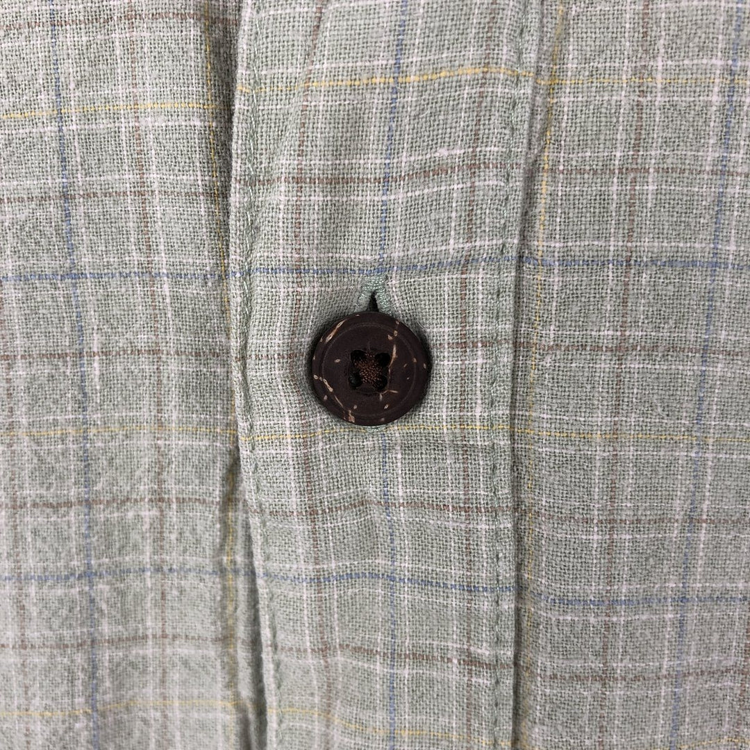 Patagonia Backstep Shirt 53139SP23 Check Pattern Short Sleeve Cotton x Hemp Box Shirt Men's Size L Hemp Khaki type sage green Vintage Second Hand