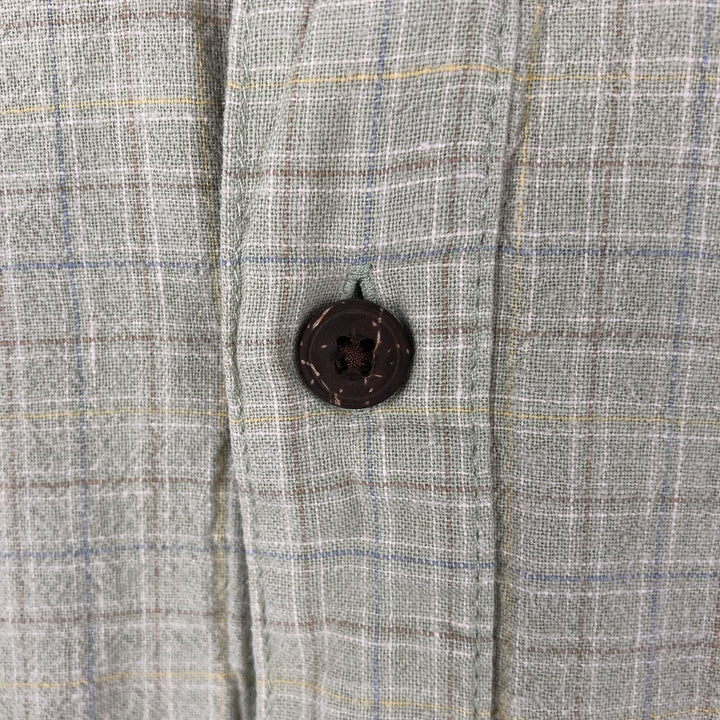Patagonia Backstep Shirt 53139SP23 Check Pattern Short Sleeve Cotton x Hemp Box Shirt Men's Size L Hemp Khaki type sage green Vintage Second Hand