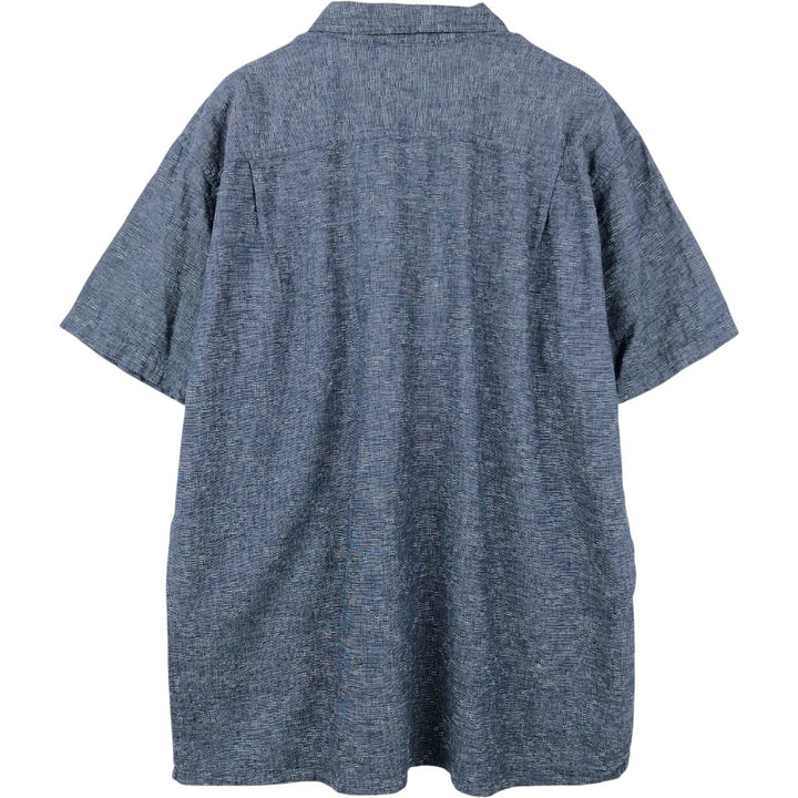 Patagonia Backstep Shirt 53139SP21 - All-over print, short-sleeved, cotton x hemp, boxy shirt, men's size XXL equivalent. Hemp navy blue type Vintage Second Hand