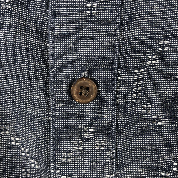 Patagonia Backstep Shirt 53139SP21 - All-over print, short-sleeved, cotton x hemp, boxy shirt, men's size XXL equivalent. Hemp navy blue type Vintage Second Hand