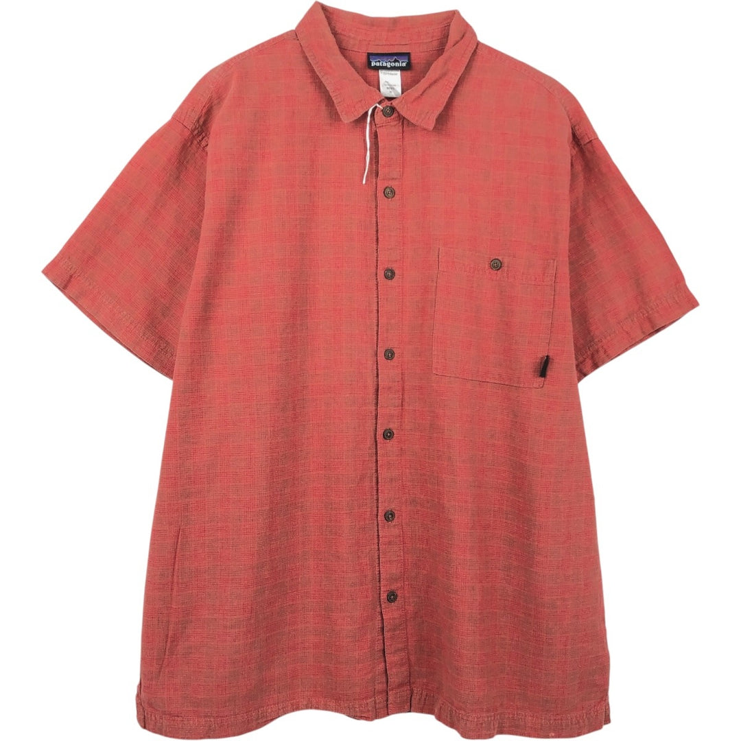 Patagonia 53136S9 Check Pattern Short Sleeve Cotton x Hemp Box Shirt Men's XL Equivalent Hemp red type Vintage Second Hand