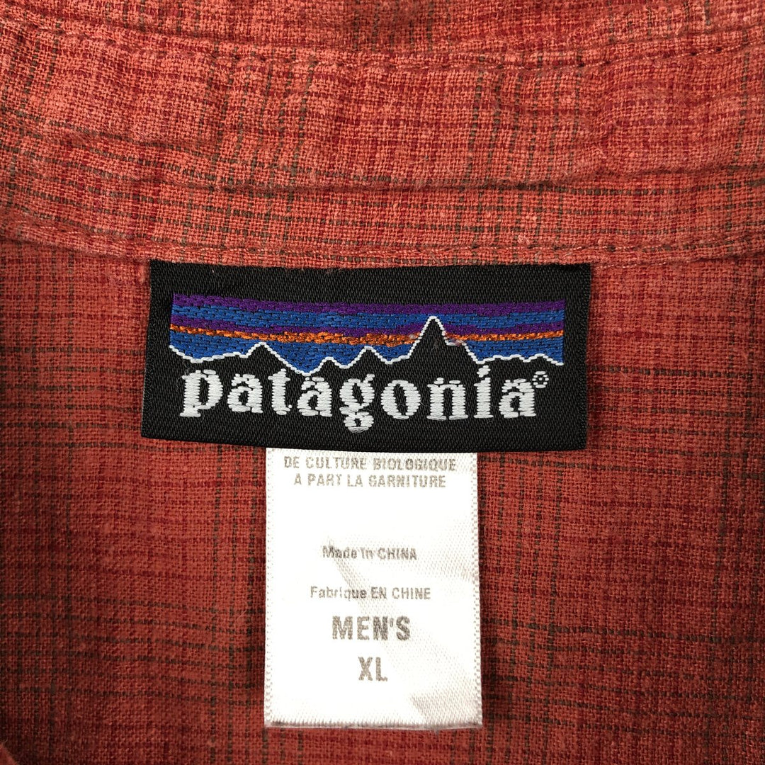 Patagonia 53136S9 Check Pattern Short Sleeve Cotton x Hemp Box Shirt Men's XL Equivalent Hemp red type Vintage Second Hand