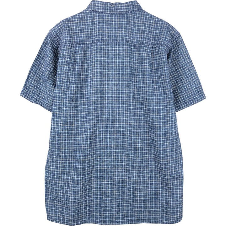 Patagonia Backstep Shirt 53139SP18 Check Pattern Short Sleeve Cotton x Hemp Box Shirt Men's Size M Hemp navy blue type Vintage Second Hand