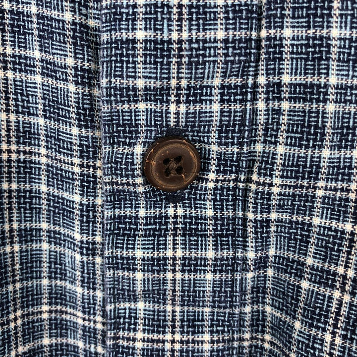 Patagonia Backstep Shirt 53139SP18 Check Pattern Short Sleeve Cotton x Hemp Box Shirt Men's Size M Hemp navy blue type Vintage Second Hand