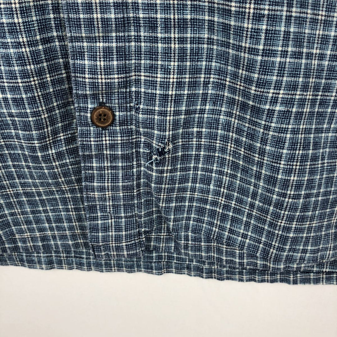 Patagonia Backstep Shirt 53139SP18 Check Pattern Short Sleeve Cotton x Hemp Box Shirt Men's Size M Hemp navy blue type Vintage Second Hand