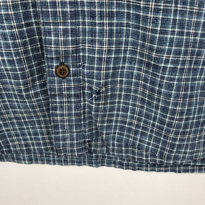 Patagonia Backstep Shirt 53139SP18 Check Pattern Short Sleeve Cotton x Hemp Box Shirt Men's Size M Hemp navy blue type Vintage Second Hand