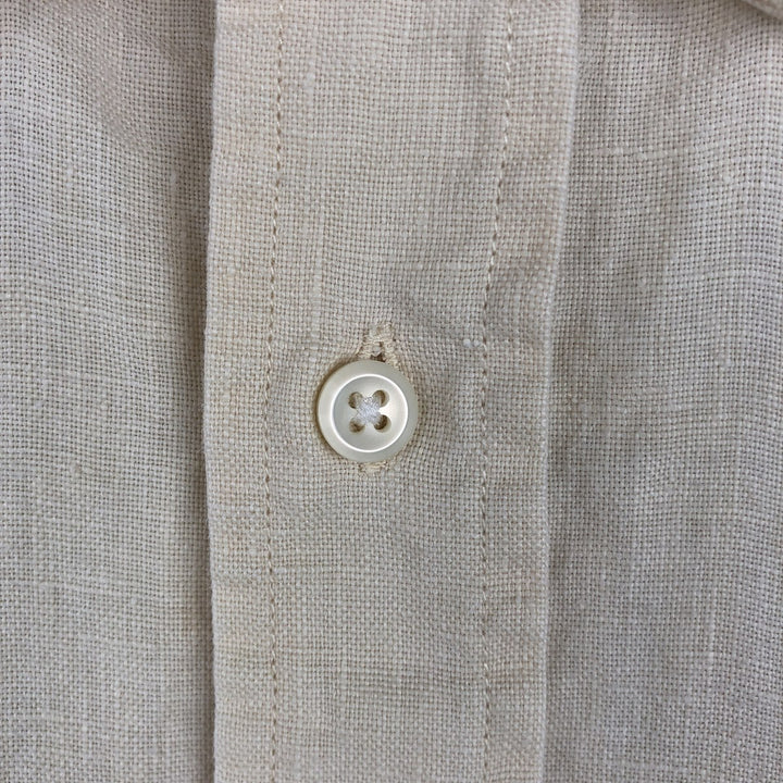 90s-00'S L.L.Bean Short-Sleeve Linen Button-Down Shirt, Men's Size XL (Equivalent), Vintage linen ivory Vintage Second Hand