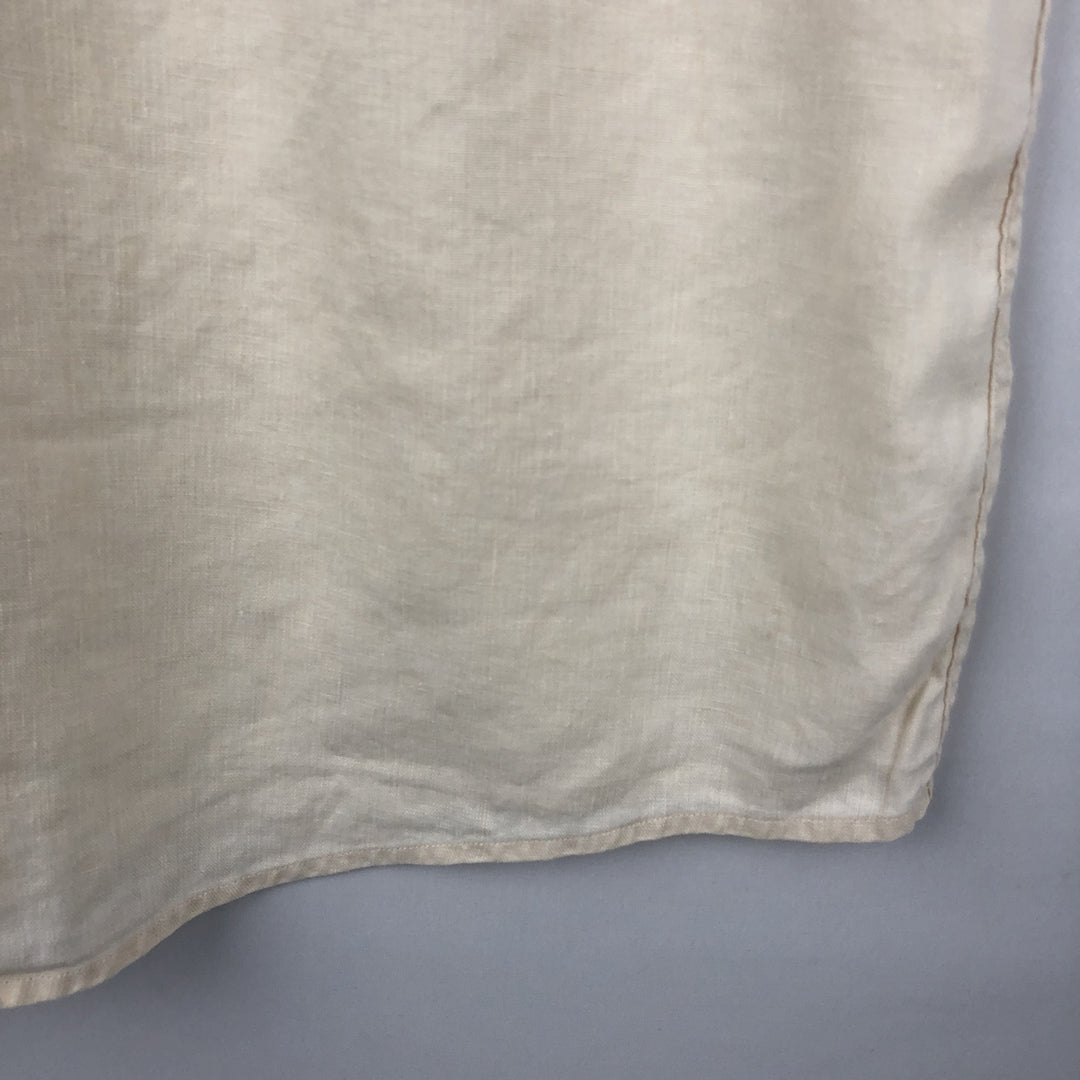 90s-00'S L.L.Bean Short-Sleeve Linen Button-Down Shirt, Men's Size XL (Equivalent), Vintage linen ivory Vintage Second Hand